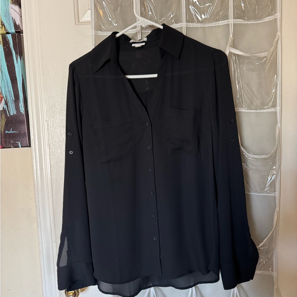 Express Black Button Down blouse shirt